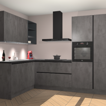 Beton Antraciet greeploze keuken Cognac 101011