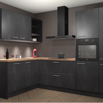 Beton Zwarte keuken Cognac 100936