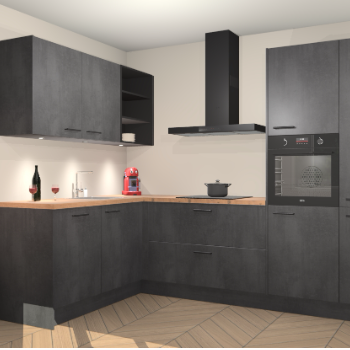 Beton Zwarte keuken Cognac 100939