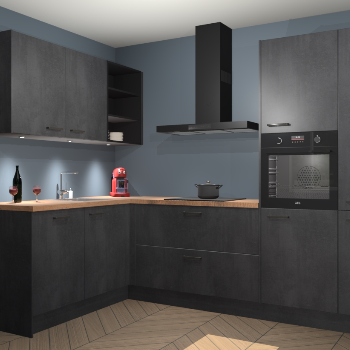 Beton Zwarte keuken Cognac 100940