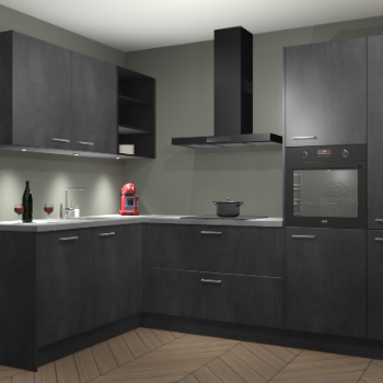 Beton Zwarte keuken Cognac 101213