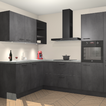 Beton Zwarte keuken Cognac 101215