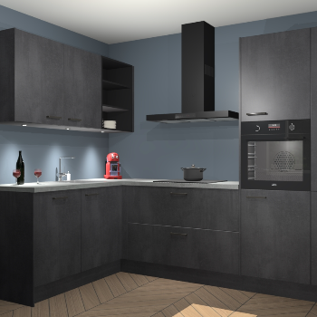 Beton Zwarte keuken Cognac 101216