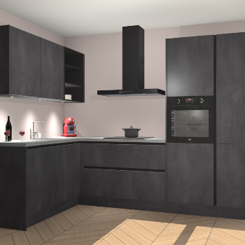 Beton Zwarte greeploze keuken Cognac 101217