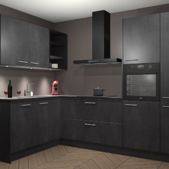 Beton Zwarte keuken Cognac 101218