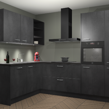 Beton Zwarte keuken Cognac 101219