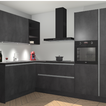 Beton Zwarte greeploze keuken Cognac 101220