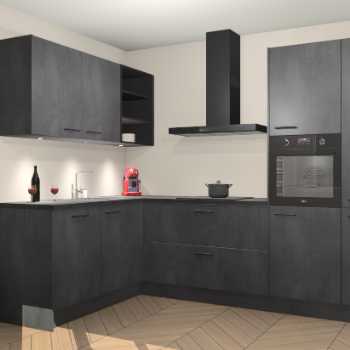 Beton Zwarte keuken Cognac 101221