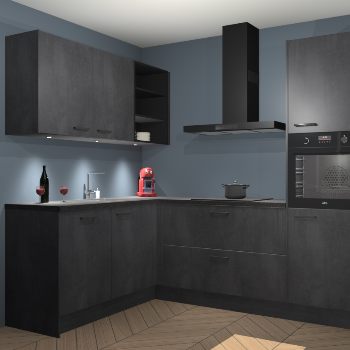 Beton Zwarte keuken Cognac 101222