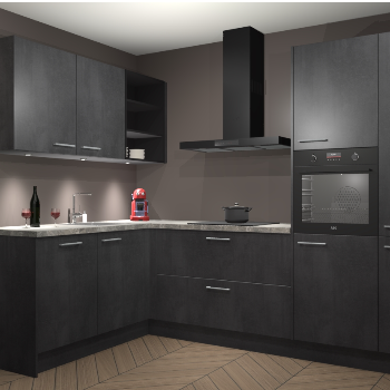 Beton Zwarte keuken Cognac 101224