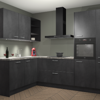 Beton Zwarte keuken Cognac 101225