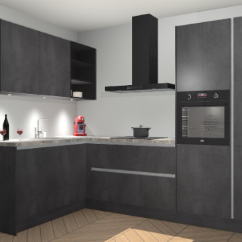 Beton Zwarte greeploze keuken Cognac 101226