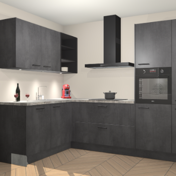 Beton Zwarte keuken Cognac 101227