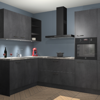 Beton Zwarte keuken Cognac 101228