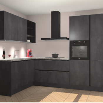 Beton Zwarte greeploze keuken Cognac 101229