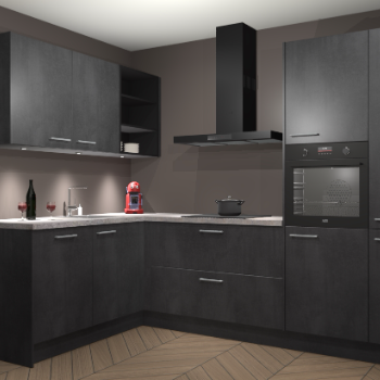 Beton Zwarte keuken Cognac 101230