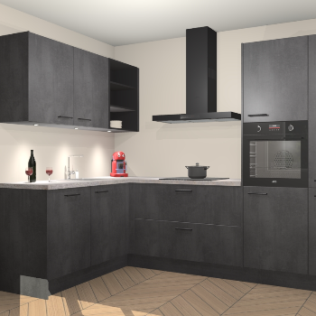 Beton Zwarte keuken Cognac 101233