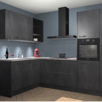 Beton Zwarte keuken Cognac 101234