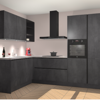 Beton Zwarte greeploze keuken Cognac 101235