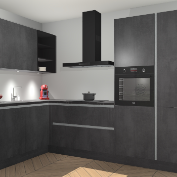 Beton Zwarte greeploze keuken Cognac 101238