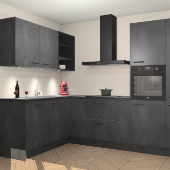 Beton Zwarte keuken Cognac 101239