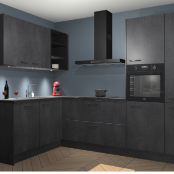 Beton Zwarte keuken Cognac 101240