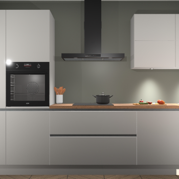 Zijdegrijze hoogglans greeploze keuken Parijs 100840