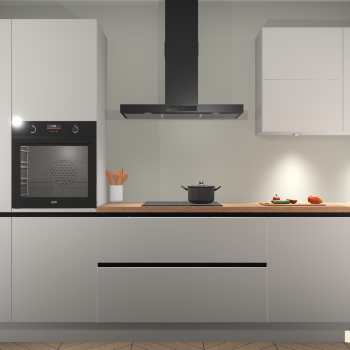 Zijdegrijze hoogglans greeploze keuken Parijs 100843