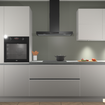 Zijdegrijze hoogglans greeploze keuken Parijs 100859