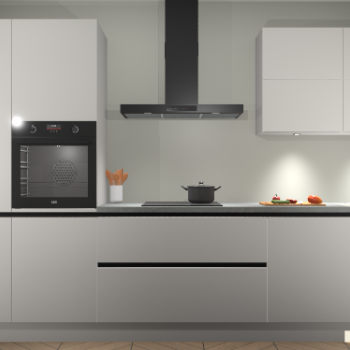 Zijdegrijze hoogglans greeploze keuken Parijs 100862