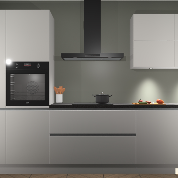 Zijdegrijze hoogglans greeploze keuken Parijs 100879