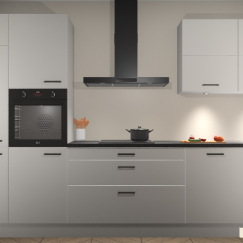 Zijdegrijze hoogglans keuken Parijs 100881