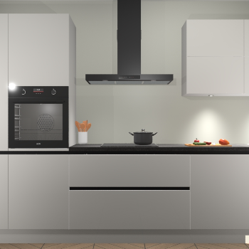 Zijdegrijze hoogglans greeploze keuken Parijs 100882