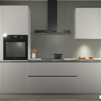 Zijdegrijze hoogglans greeploze keuken Parijs 100971