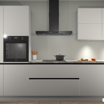 Zijdegrijze hoogglans greeploze keuken Parijs 100975