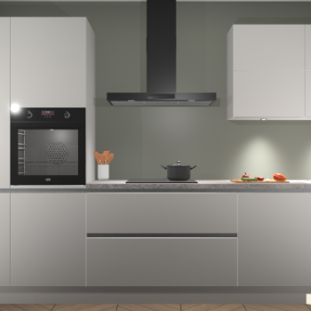 Zijdegrijze hoogglans greeploze keuken Parijs 101014