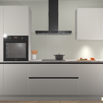 Zijdegrijze hoogglans greeploze keuken Parijs 101017