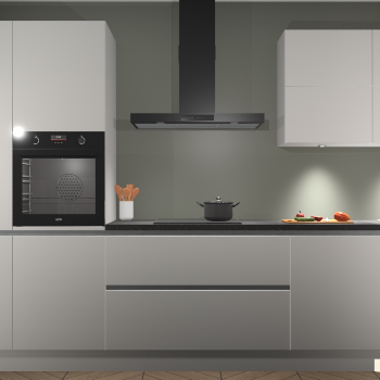 Zijdegrijze hoogglans greeploze keuken Parijs 101028