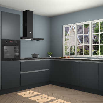 Onyxgrijze greeploze keuken Casablanca 102416