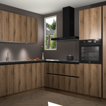 Goud Eiken greeploze keuken Buenos Aires 102933