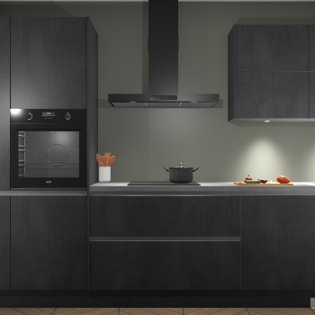 Beton Zwarte greeploze keuken Parijs 102175