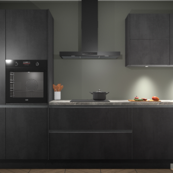 Beton Zwarte greeploze keuken Parijs 102187