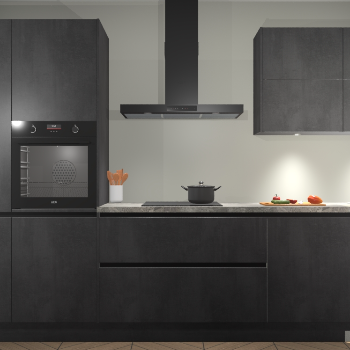 Beton Zwarte greeploze keuken Parijs 102190