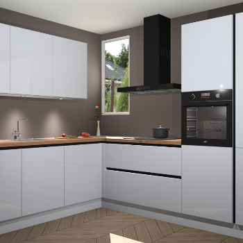 Sneeuwwitte hoogglans greeploze keuken Buenos Aires 103176