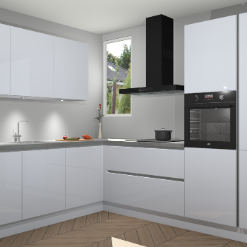 Sneeuwwitte hoogglans greeploze keuken Buenos Aires 103204