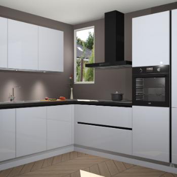 Sneeuwwitte hoogglans greeploze keuken Buenos Aires 103244