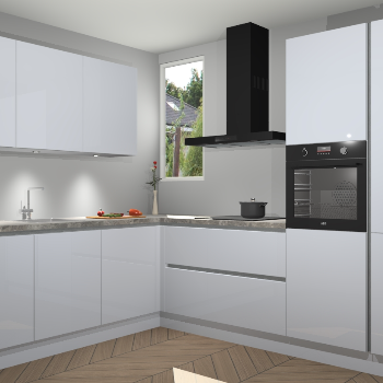 Sneeuwwitte hoogglans greeploze keuken Buenos Aires 103262