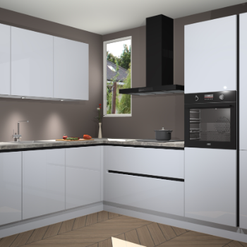 Sneeuwwitte hoogglans greeploze keuken Buenos Aires 103265