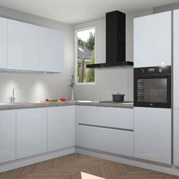 Sneeuwwitte hoogglans greeploze keuken Buenos Aires 103280