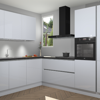 Sneeuwwitte hoogglans greeploze keuken Buenos Aires 103363